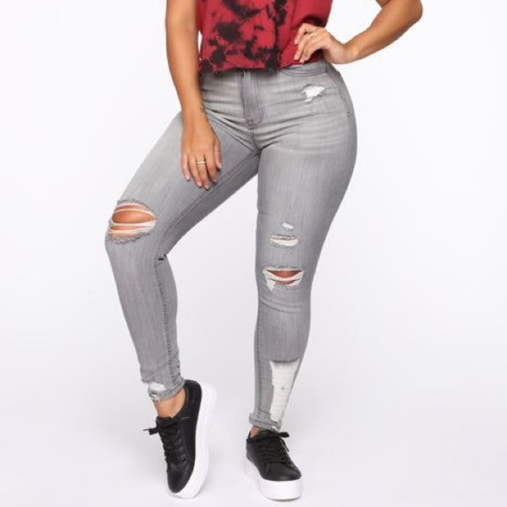 Acid Wash Distressed Skinny Jeans